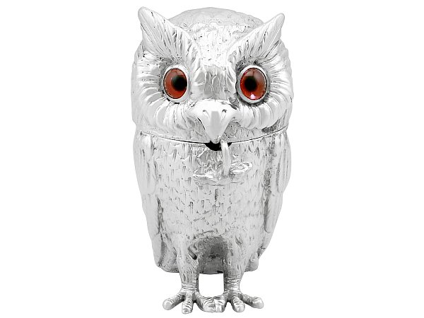 Owl Mustard Pot with Mouse Spoon and Liner