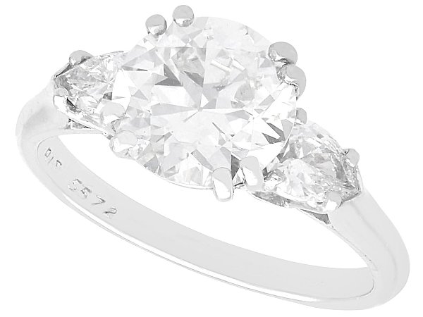 Diamond Solitaire with Pear Side Stones for Sale