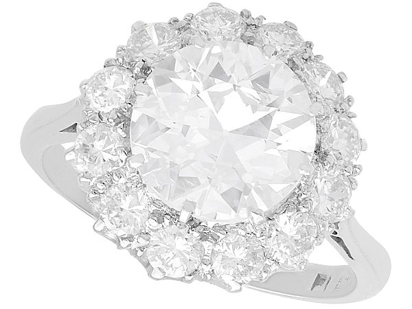 3 Carat Diamond Cluster Ring in Platinum for Sale