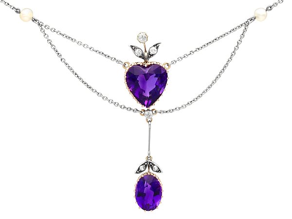 Amethyst Heart Necklace in Gold for Sale