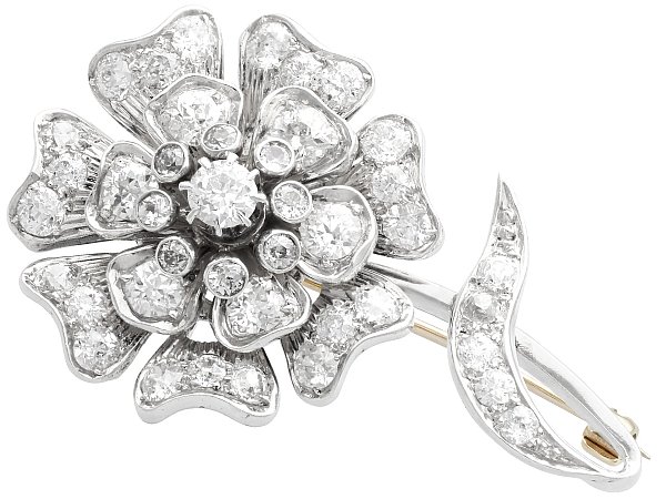Antique Diamond Flower Brooch for Sale