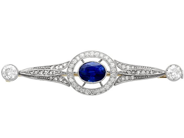 Sapphire and Diamond Brooch Platinum