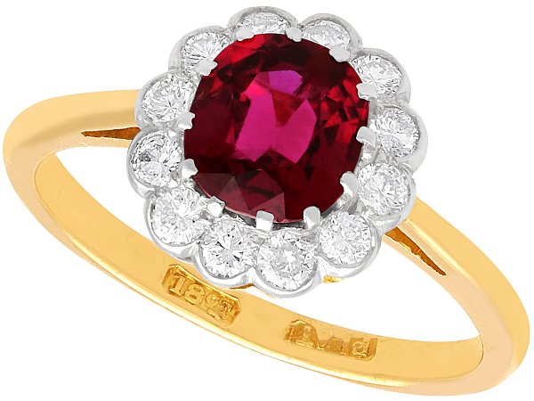 Ruby and Diamond Cluster Ring Yellow Gold