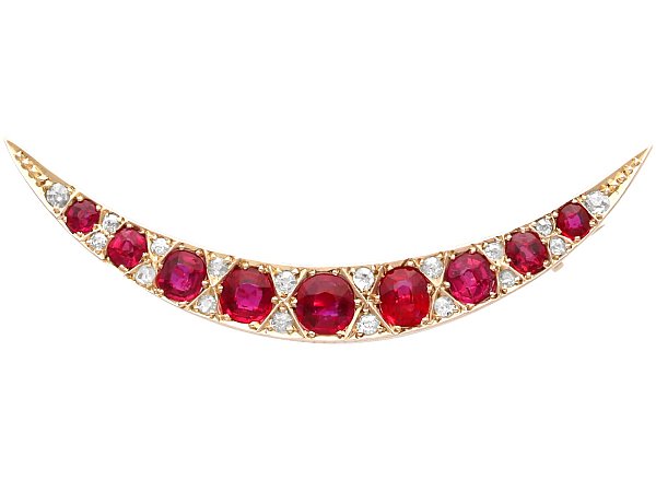 Victorian Ruby Crescent Brooch for Sale