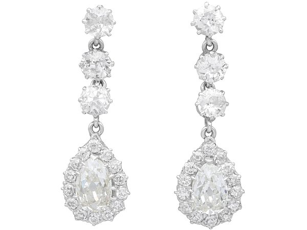 Pear Cut Diamond Drop Earrings for Sale