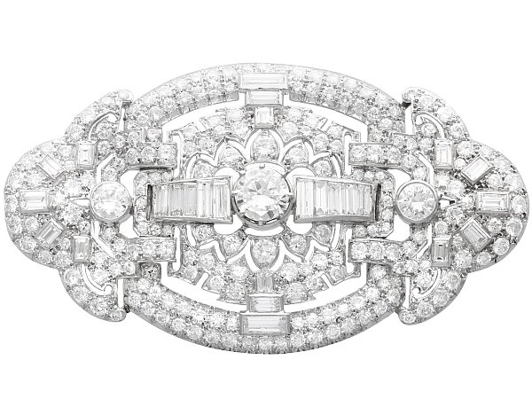 Large 1920s Diamond Brooch Platinum