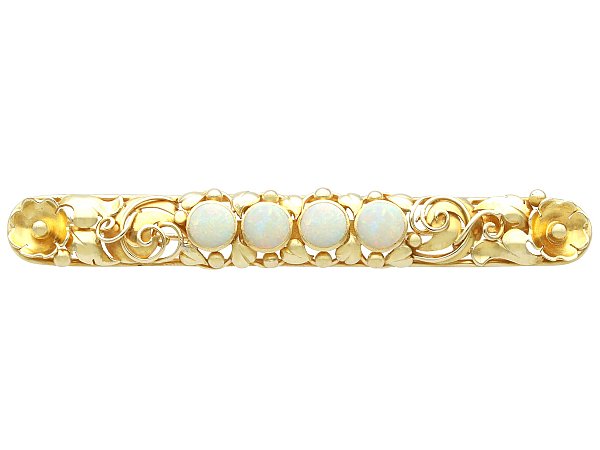 Art Nouveau Opal Gold Bar Brooch