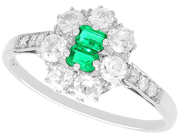 Emerald Cut Emerald Ring with Diamonds