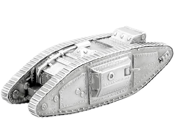 Antique Silver Tank Ornament
