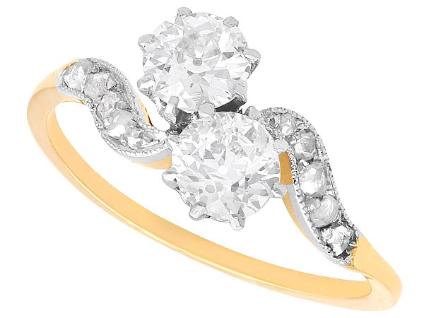 Old European Cut Diamond Twist Ring in Yellow Gold