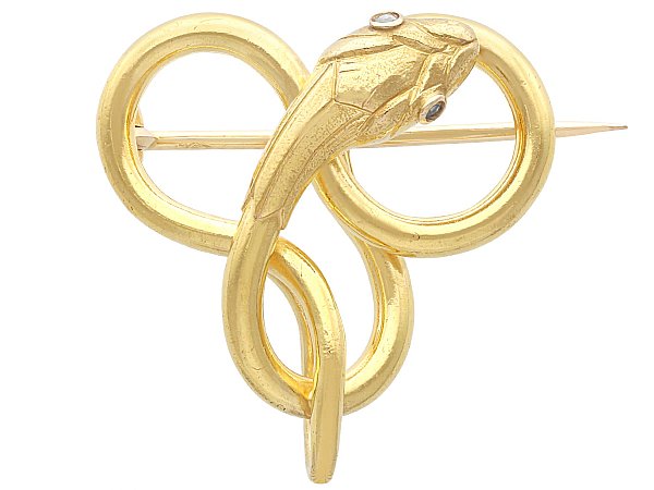 Antique Gold Snake Brooch for Sale