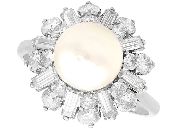 Vintage Pearl and Diamond Cluster Ring