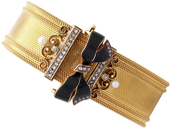 Victorian Gold and Black Enamel Bracelet