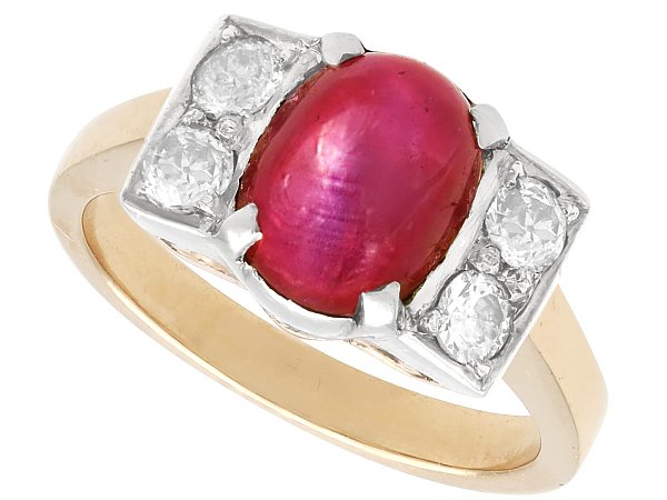 Ruby Cabochon Ring with Diamonds for Sale