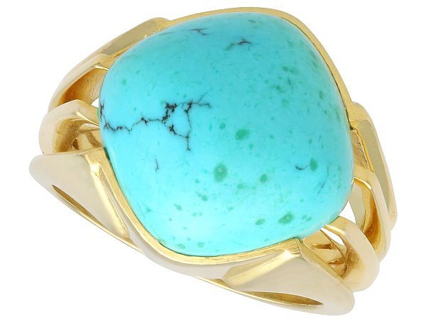 Yellow Gold Turquoise Ring Vintage for Sale