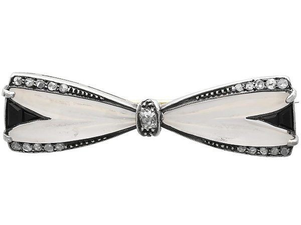Rock Crystal and Diamond Bow Brooch for Sale