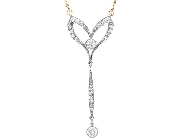 1920s Diamond Drop Pendant Necklace in Yellow Gold