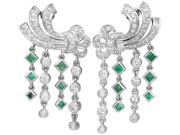 Emerald and Diamond Multi Dangle Earrings