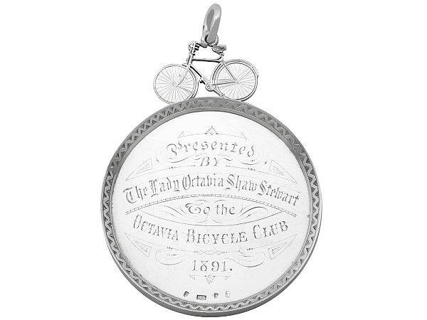 Antique Sterling Silver Cycling Medallion