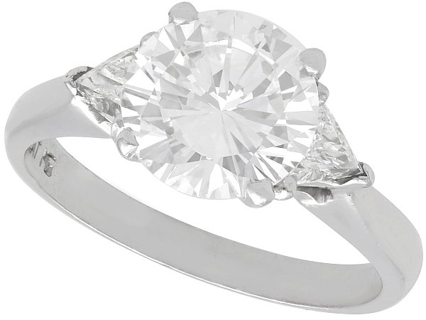 2.14 Carat Diamond Solitaire Ring with Trillion Side Stones