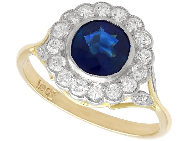 Round Sapphire Cluster Ring in Yellow Gold