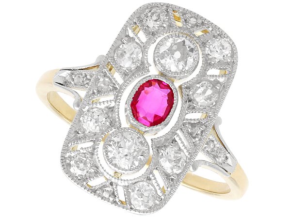 1920s Ruby and Diamond Dress Ring for Sale