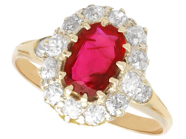 Second Hand Ruby and Diamond Cluster Ring