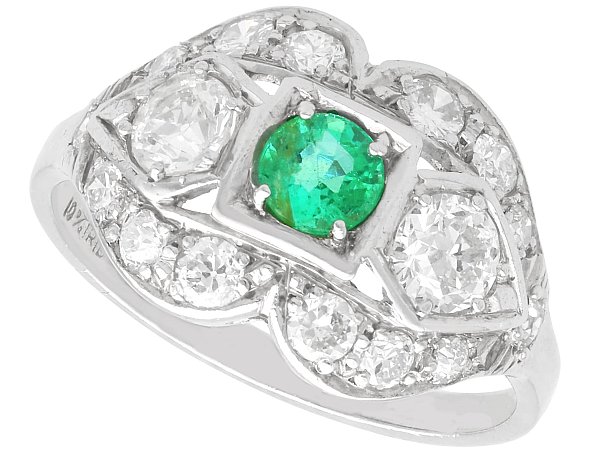 Art Deco Emerald and Diamond Dress Ring