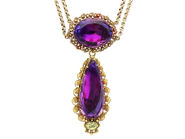 Large Amethyst Yellow Gold Pendant