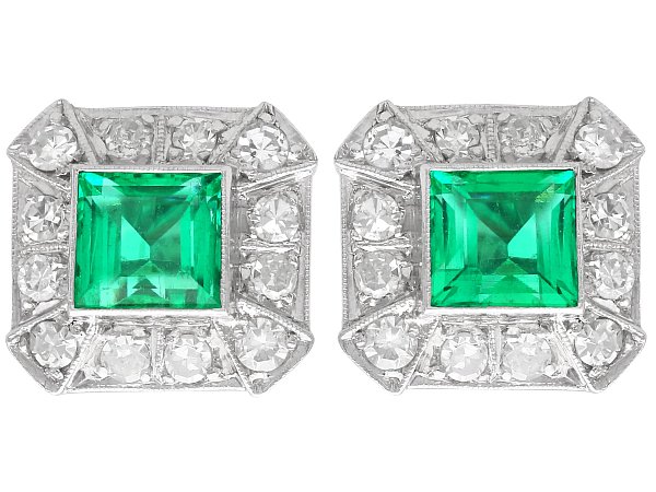 Colombian Emerald Stud Earrings - Vintage
