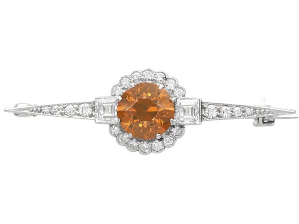 Art Deco Brown Diamond Brooch in White Gold