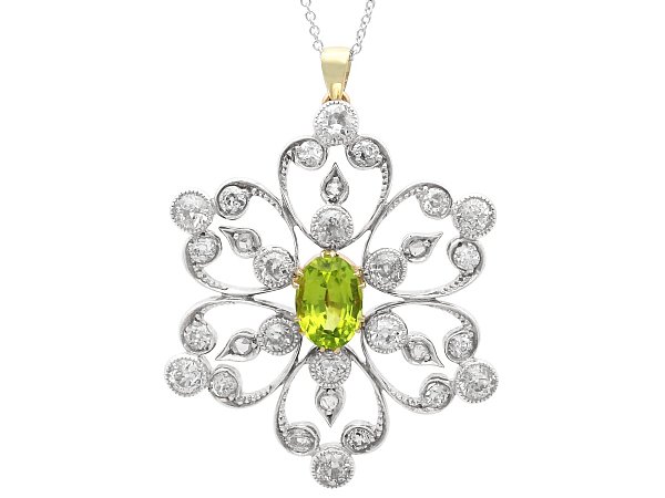 Victorian Peridot and Diamond Brooch for Sale