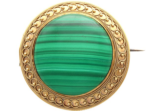 Malachite Brooch in Yellow Gold for Sale
