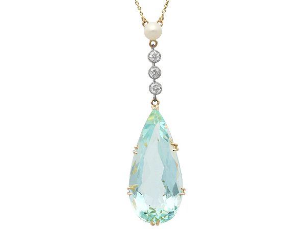 Pear Cut Aquamarine Drop Pendant for Sale