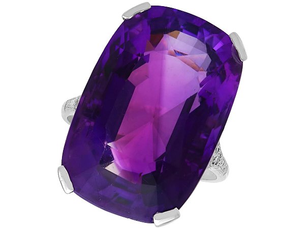 Cushion Cut Amethyst Ring - Antique