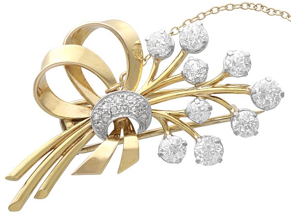 Diamond Ribbon Spray Brooch for Sale