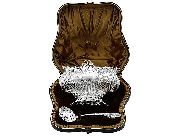 Sterling Silver Sugar Bowl and Sifter Ladle - Boxed