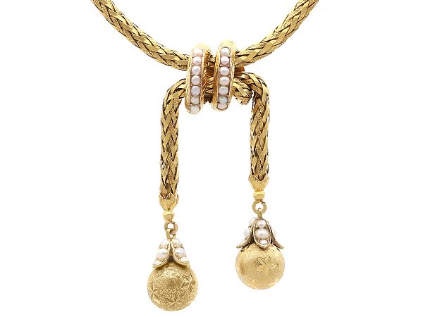 Antique Gold Woven Necklace for Sale