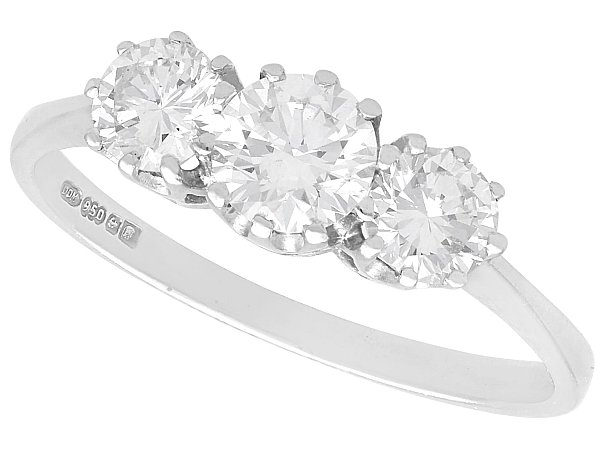 Palladium Diamond Trilogy Ring for Sale