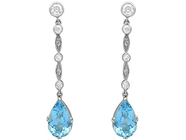 Antique aquamarine and diamond earrings