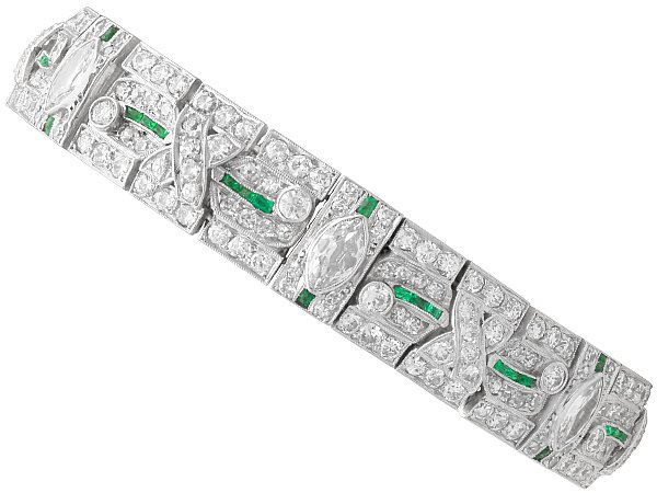 Antique Emerald and Diamond Bracelet in Platinum