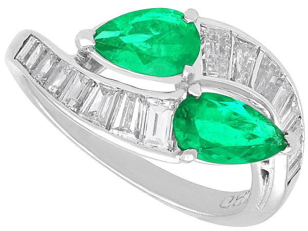 Toi Et Moi Ring Emerald and Diamond Ring