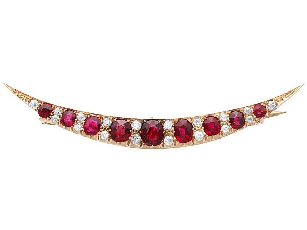 Edwardian Ruby Crescent Brooch for Sale