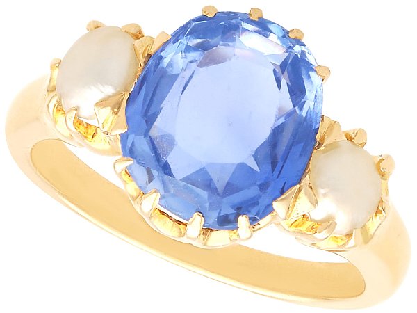 Antique Sapphire and Pearl Trilogy Ring