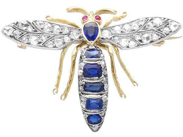 Victorian Bug Brooch with Sapphires for Sale