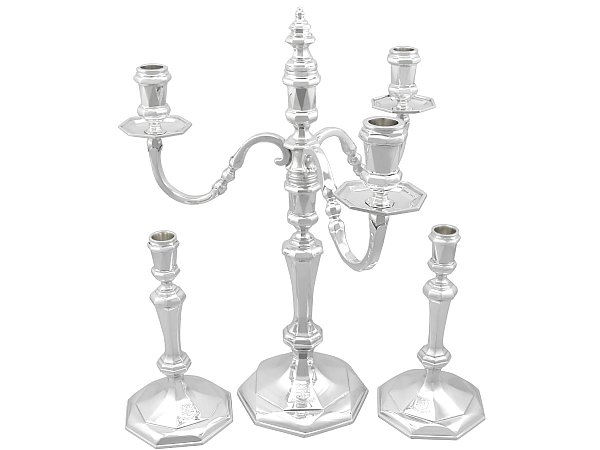 Boxed Sterling Silver Candelabra and Candlestick Set