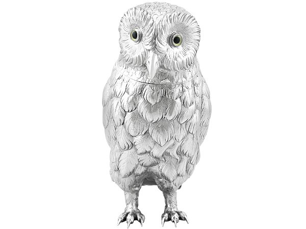 Antique Silver Owl Sugar Box