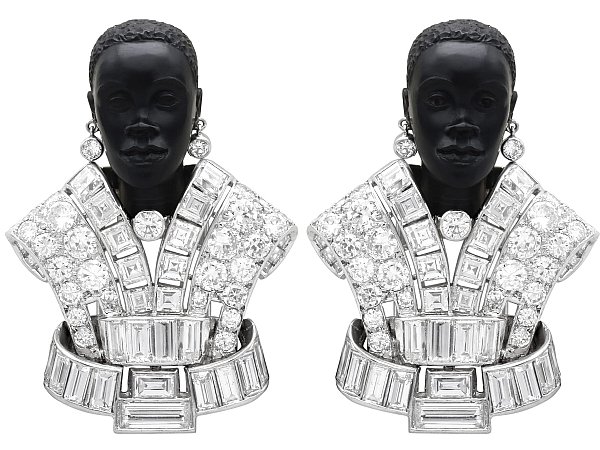 Art Deco Blackamoor Brooch with Diamonds