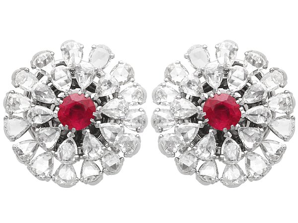 En Tremblant Setting Ruby and Diamond Earrings