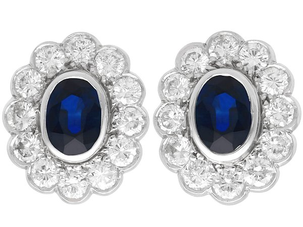 Antique Oval Sapphire and Diamond Earrings